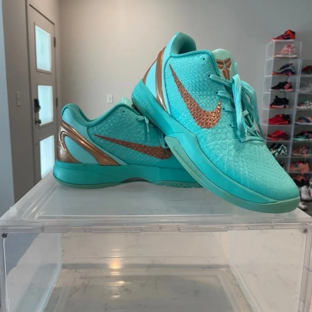 Nike Men’s Teal Basketball Sneakers with Metallic Copper Swoosh